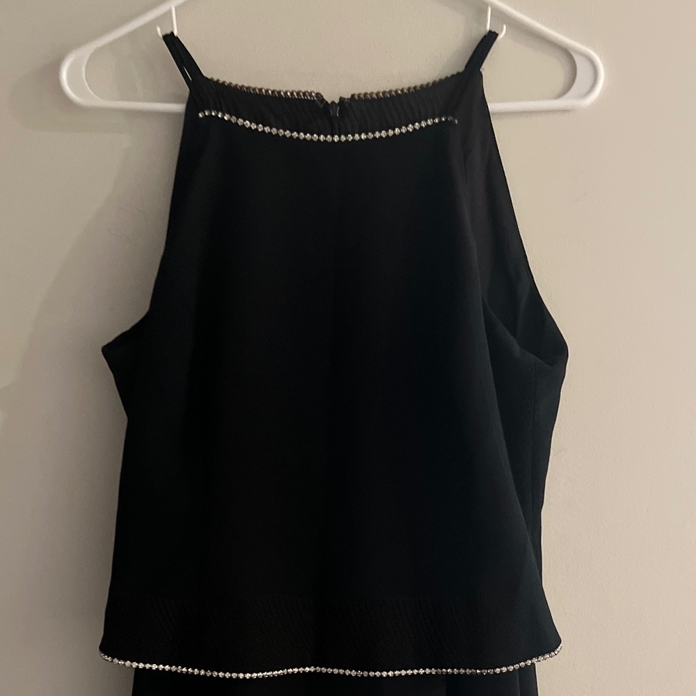 Jones New York Black Rhinestone Evening Gown